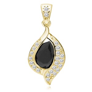 Pandantiv argint placat cu aur galben cu piatra neagra DiAmanti Z0736CG_B-DIA (Argint 925‰ 1,6 g.)